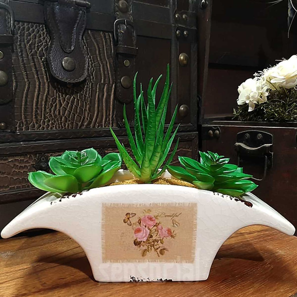 Jardineira Vaso Cachepot Ceramica Rustico Com Alça Arranjo Plantas Suculenta Cacto Vasinho Provençal