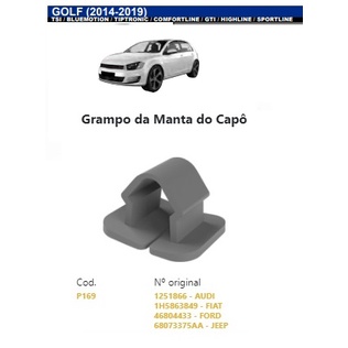 6 Kit dos Grampos Presilhas de Fixação da Manta do Capô Volkswagem Golf 2014 até 2019