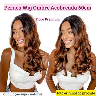 Peruca Orgânica Ondulada 60cm Ombre Acobreada