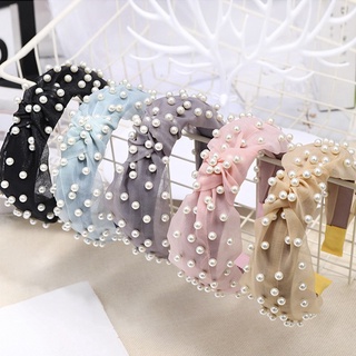 Korean Sweet Pearl Headband Fashion New Lace Knot Headband