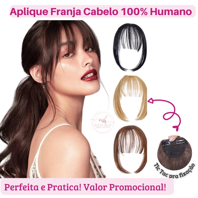 Franja Aplique Tic Tac Cabelo Humano Natural