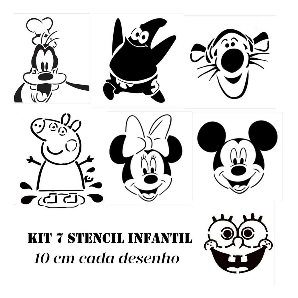 Infantis Kit 7 Stencil Molde Vazado Tamanho 10cm Cada | Shopee Brasil