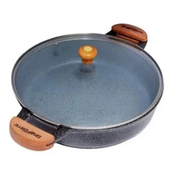 Frigideira Cerâmica Antiaderente 26 Cm Vermelha/ Preto Original - Tampa de Vidro - Aluminio fundido batido