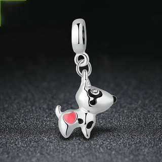 Bamoer Cor Prata Rosa Coração Cão Animais Pingentes Encantos Fit Pulseiras Colares Mulheres Bonito Beads & Jewelry Making Pa5328