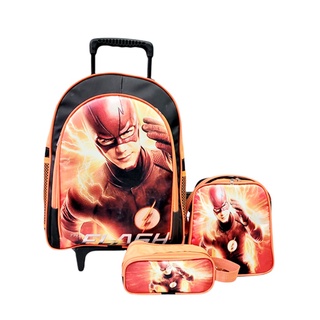 Mochila Rodinhas Flash Lancheira Estojo