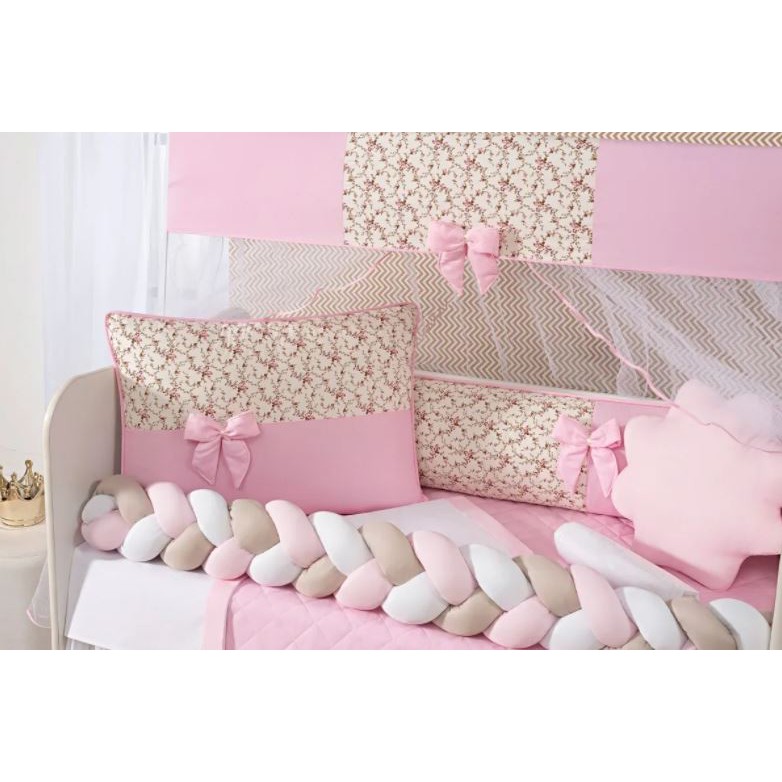 Kit Protetor Berço Trança Nuvem e príncipe 12 Peças