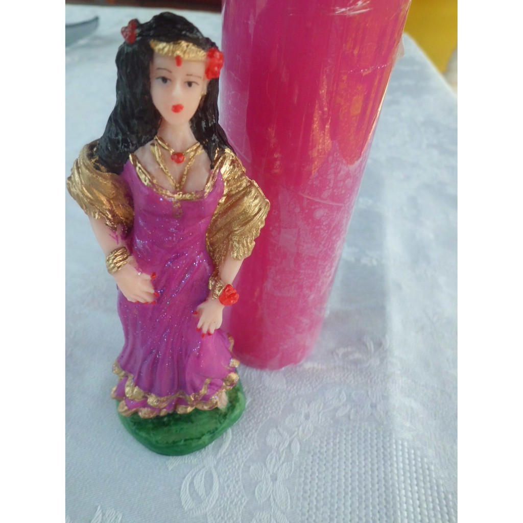 Kit Imagem Resina Cigana Amor E Baralho Rosa Caveira Clã Vela