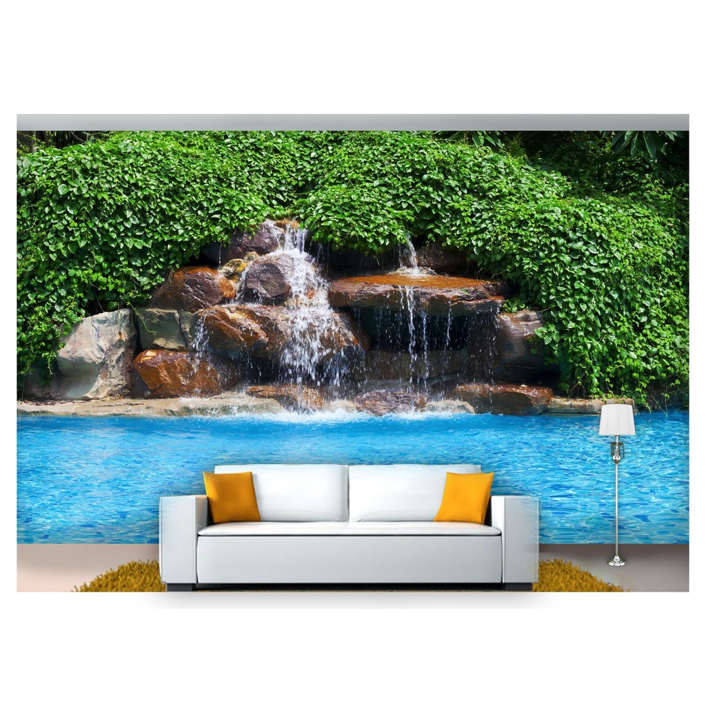 papel de parede Cachoeira Natureza Mata 3D 6m² NCH111