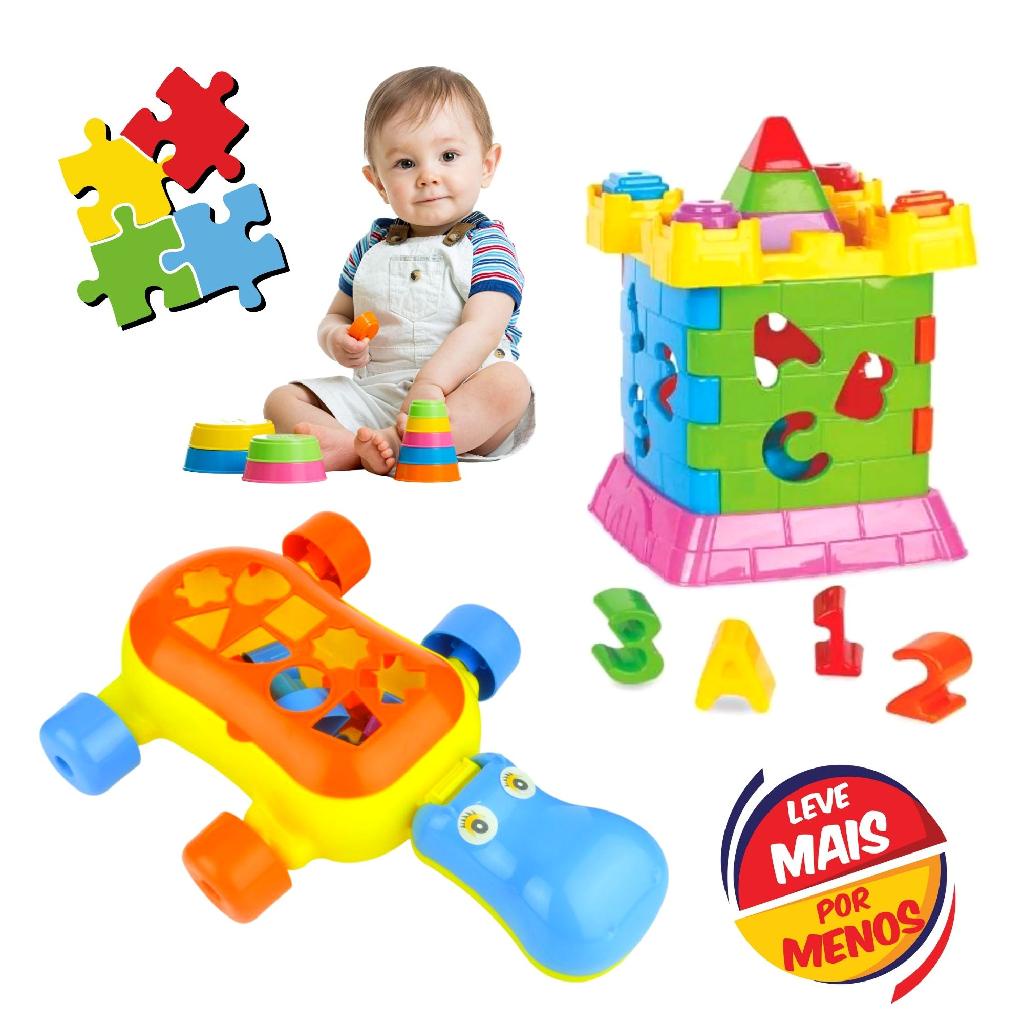 Kit Educativo Brinquedos Para Bebês Blocos de Montar Oferta | Shopee Brasil