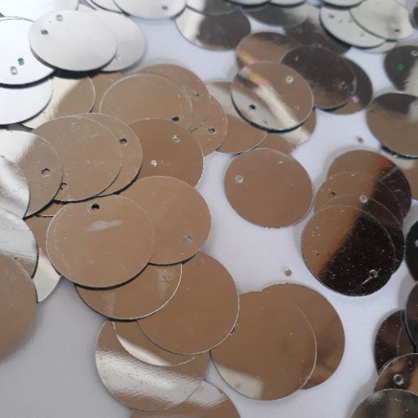 Paete Redondo Pastilha Prata espelhado brilhante 20mm em Oferta na Shopee