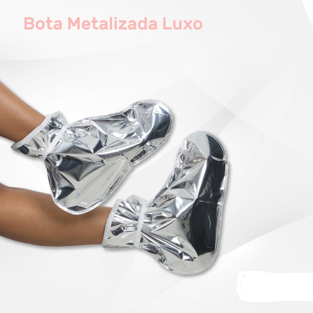 Bota Metalizada 1 Par Para Hidratação e Tratamento de Calosidades dos Pés Spa dos Pés
