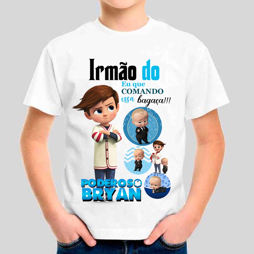 Camiseta infantil Irmão do poderoso chefinho (LEIA A DESCRIÇÃO) em Oferta na Shopee