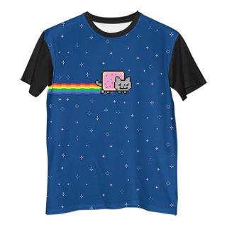 Br Camisa Camiseta Nyan Cat Pixel Rainbow Arcoiris G0590 em Oferta na Shopee