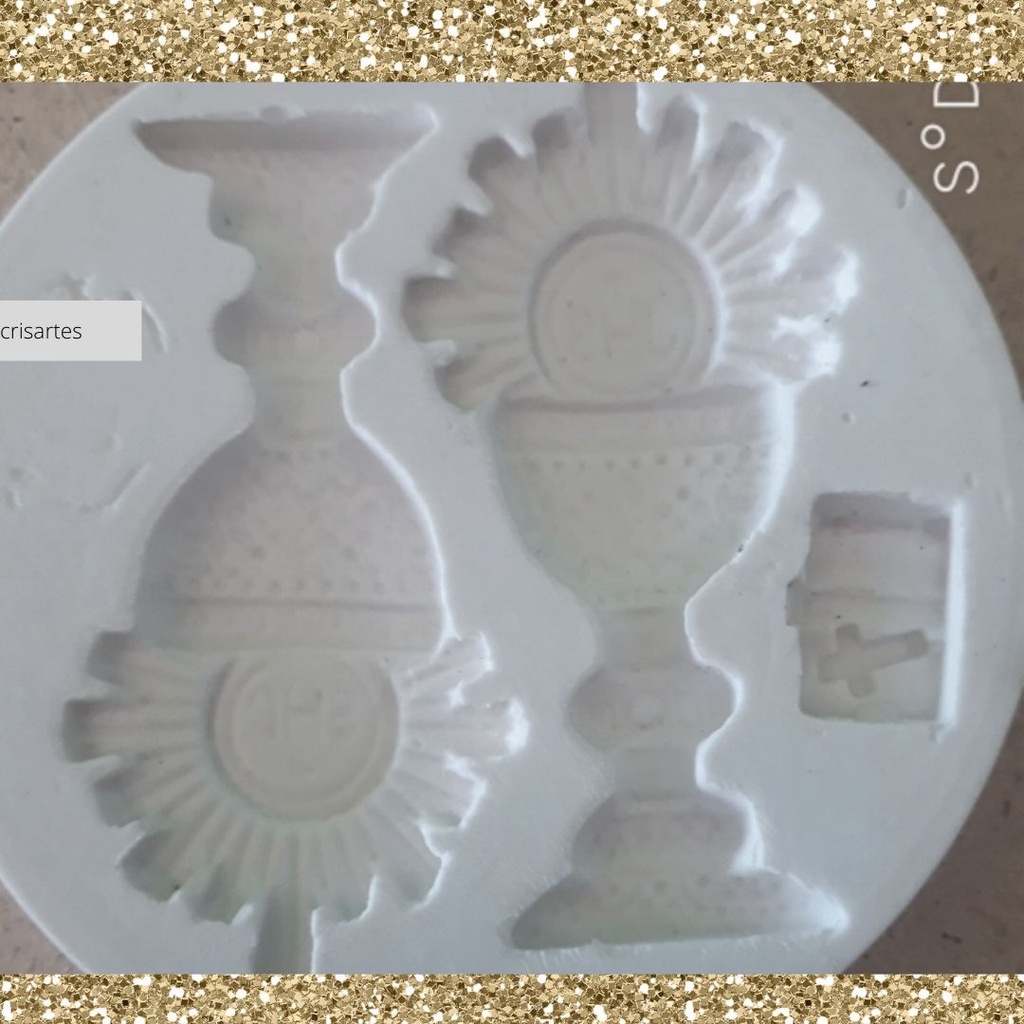 Molde de Silicone  Cálice 1º comunhão  c/ 2 cavidades - Cris Artesdecor