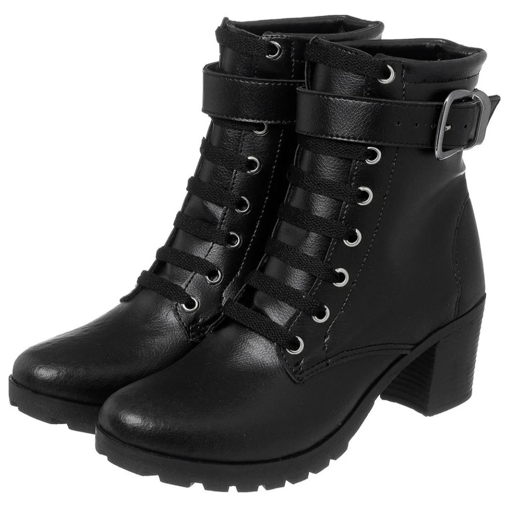 Coturno Botinha Cano Baixo Fivela