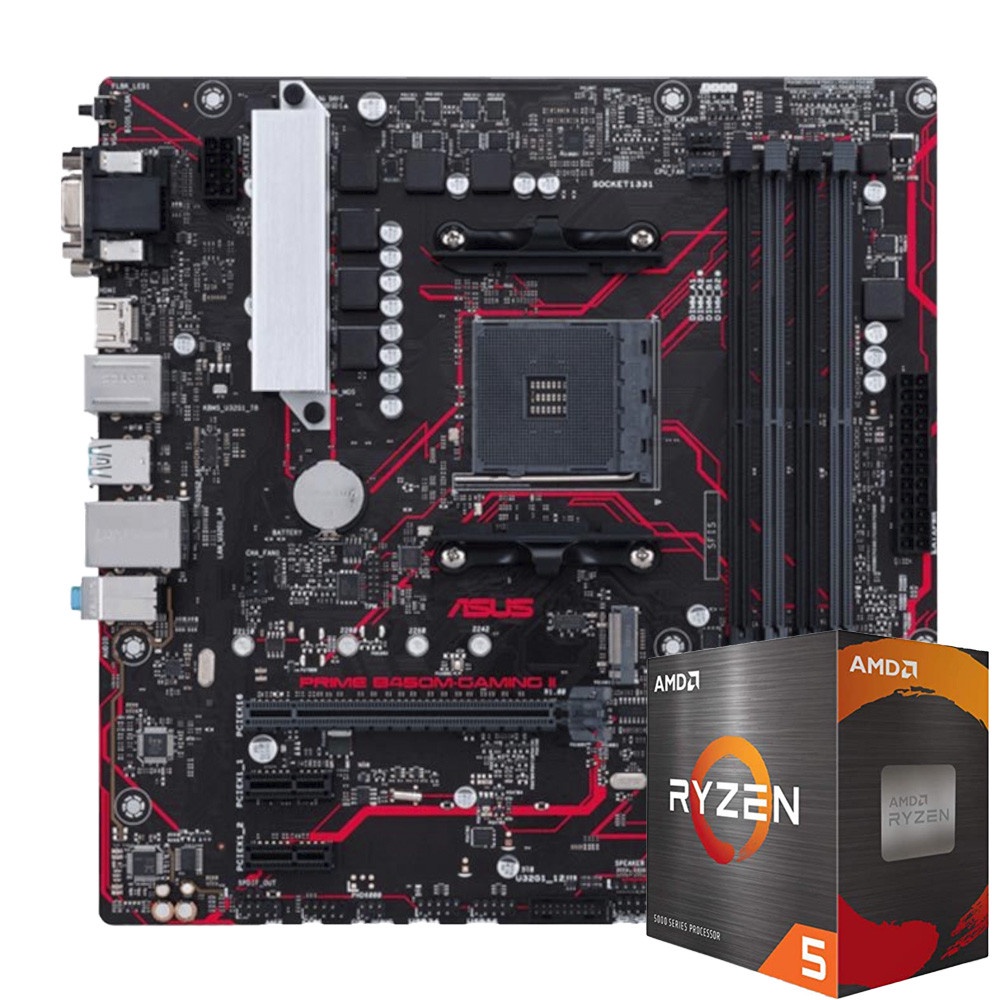 Kit Upgrade AMD Ryzen 5 5600G + Placa Mãe Asus B450 GAMING II mATX ...