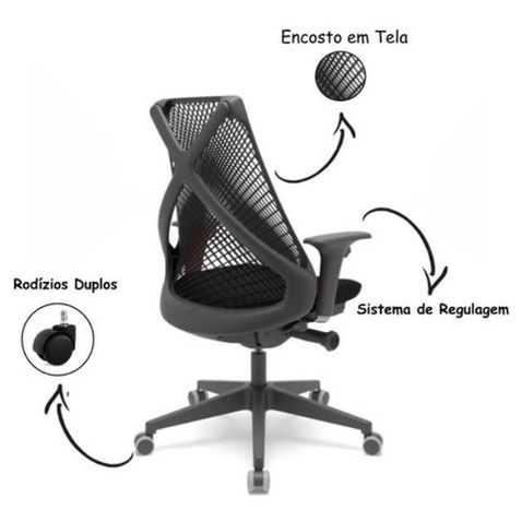 Cadeira de Escritório Ergonômica Bix Plaxmetal Original – Garantia 5 Anos – Revenda Oficial Cadeira Escritório IND