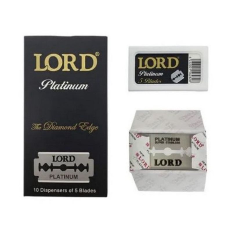 Lamina de Barbear Lord Platinum Black Navalhete com 50 unidades