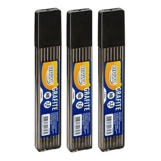 Kit 03 Tubos de Grafite 2.0mm HB  c/ 6 Minas Cada - BRW | Papelaria | Material Escolar | Escritório em Oferta na Shopee