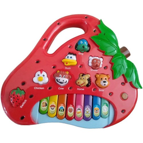 Piano Moranguinho Brinquedo Teclado Animal Luz Aprendizado.