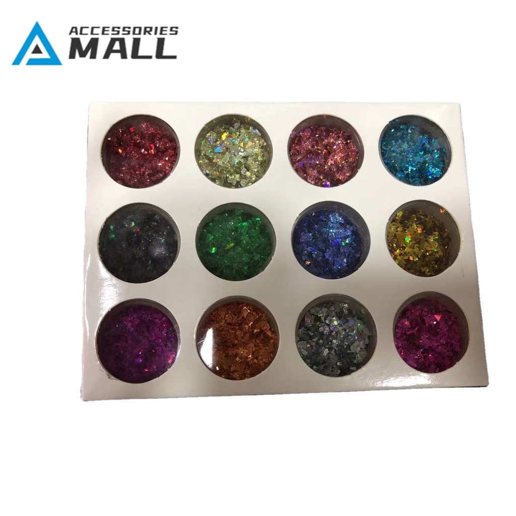 Nail Art Glass Sticker Irregular Shards 12 Cores Papel Shell Papel Doce Fototerapia Laser Adesivo Laser Papel Shell