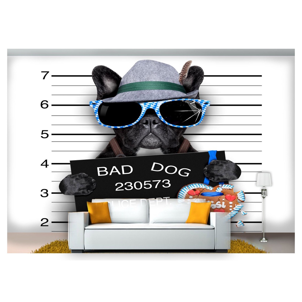 papel de parede Animais Bulldog Bad dog 3D 10m² ANM146