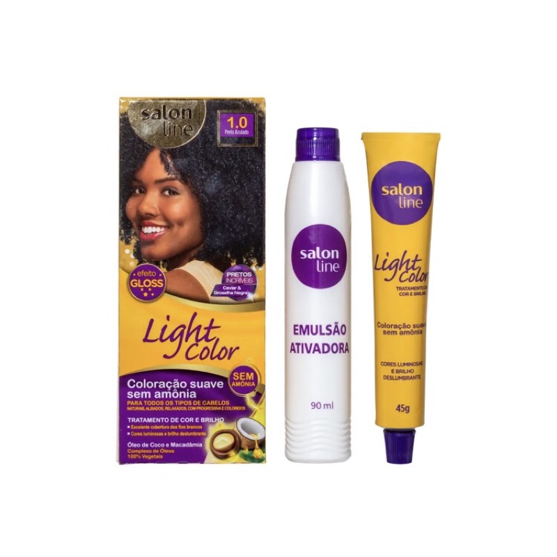 Kit Salon Line Light Color 1.0 Preto Azulado - Tonalizante | Shopee Brasil