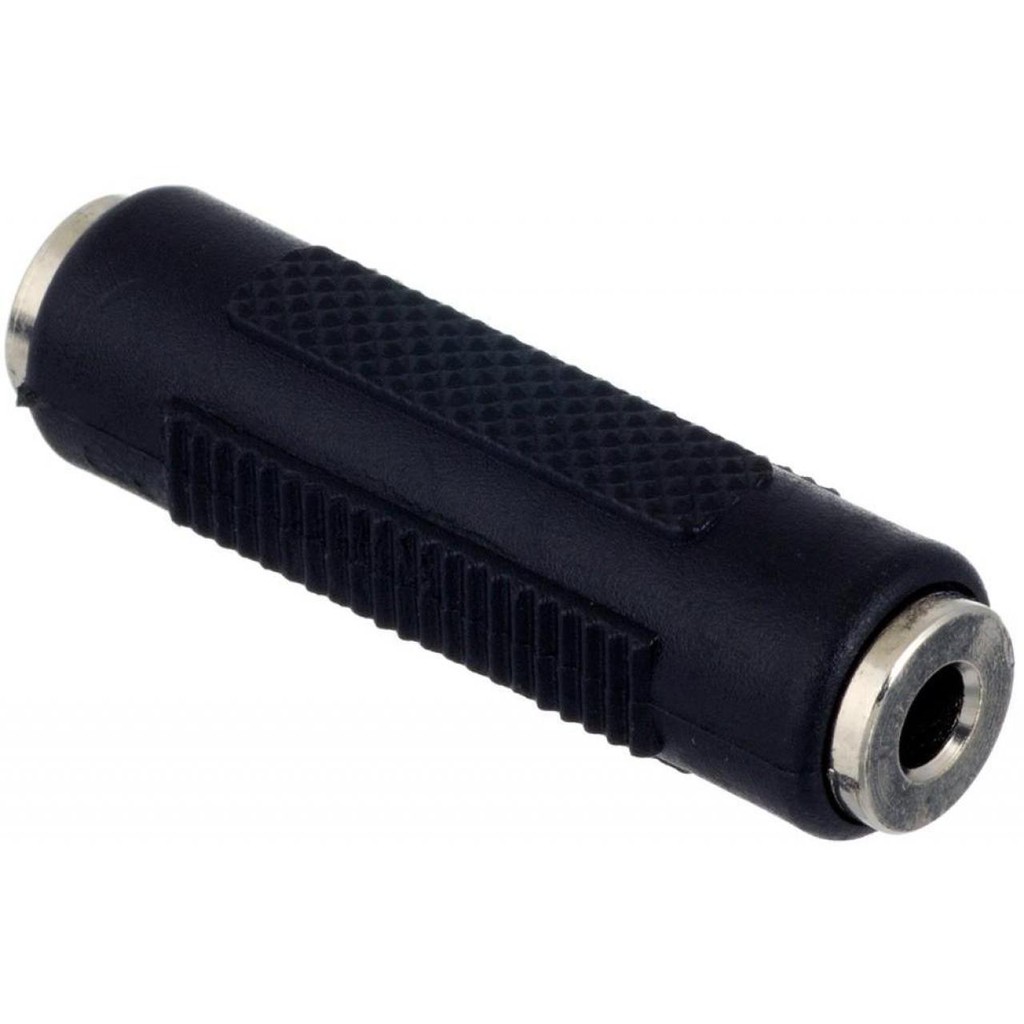 Adaptador Emenda P2 (3.5mm) Fêmea x P2 (3.5mm) Fêmea. Estéreo. Usado para unir dois cabos P2 x P2 (3.5mm) de áudio estéreo.