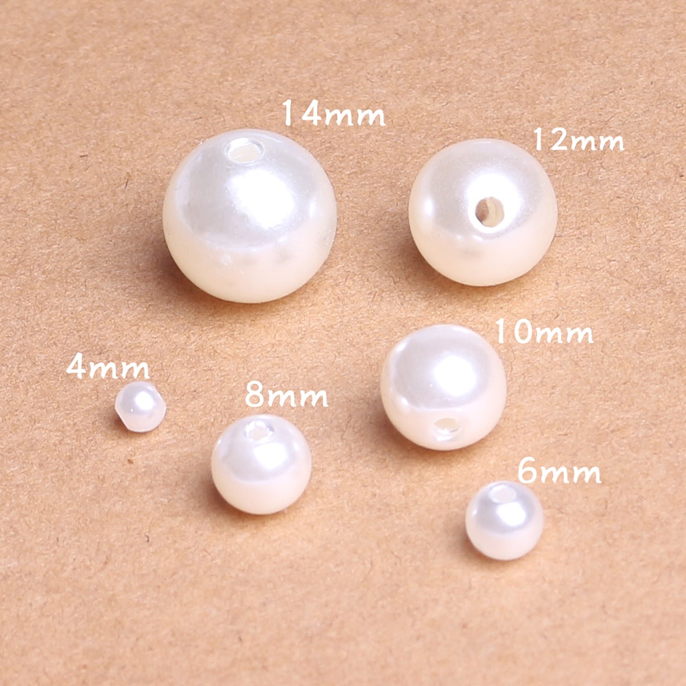 ZhuBI 4/6/8/10/12/14mm Pérolas Plásticas Redondas Contas Brancas De Alta Qualidade Imitação Com Furo Para Diy Decoração De Jóias Suprimentos Artesanato De Moda Pulseira Kit Colar Brincos Anel Acessórios Conjuntos