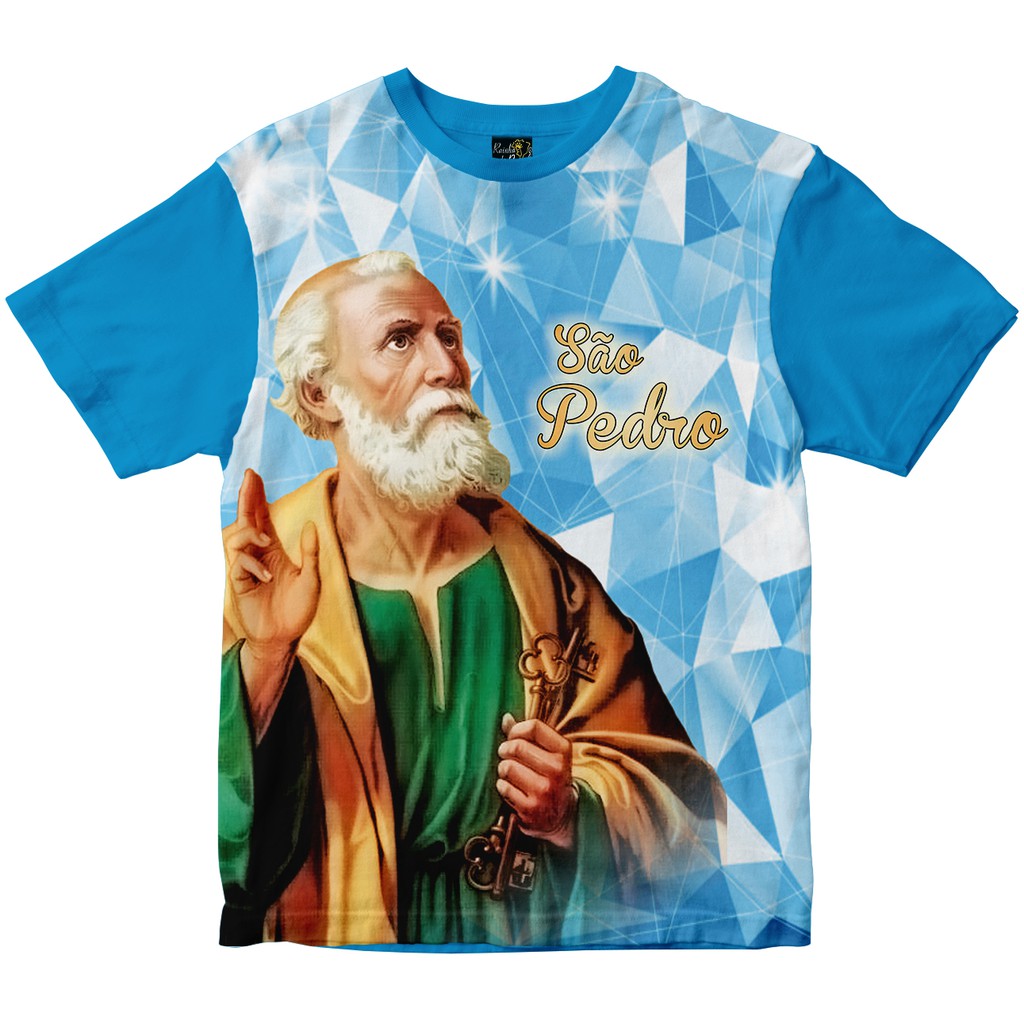 Camiseta São Pedro Rainha do Brasil Azul Turquesa