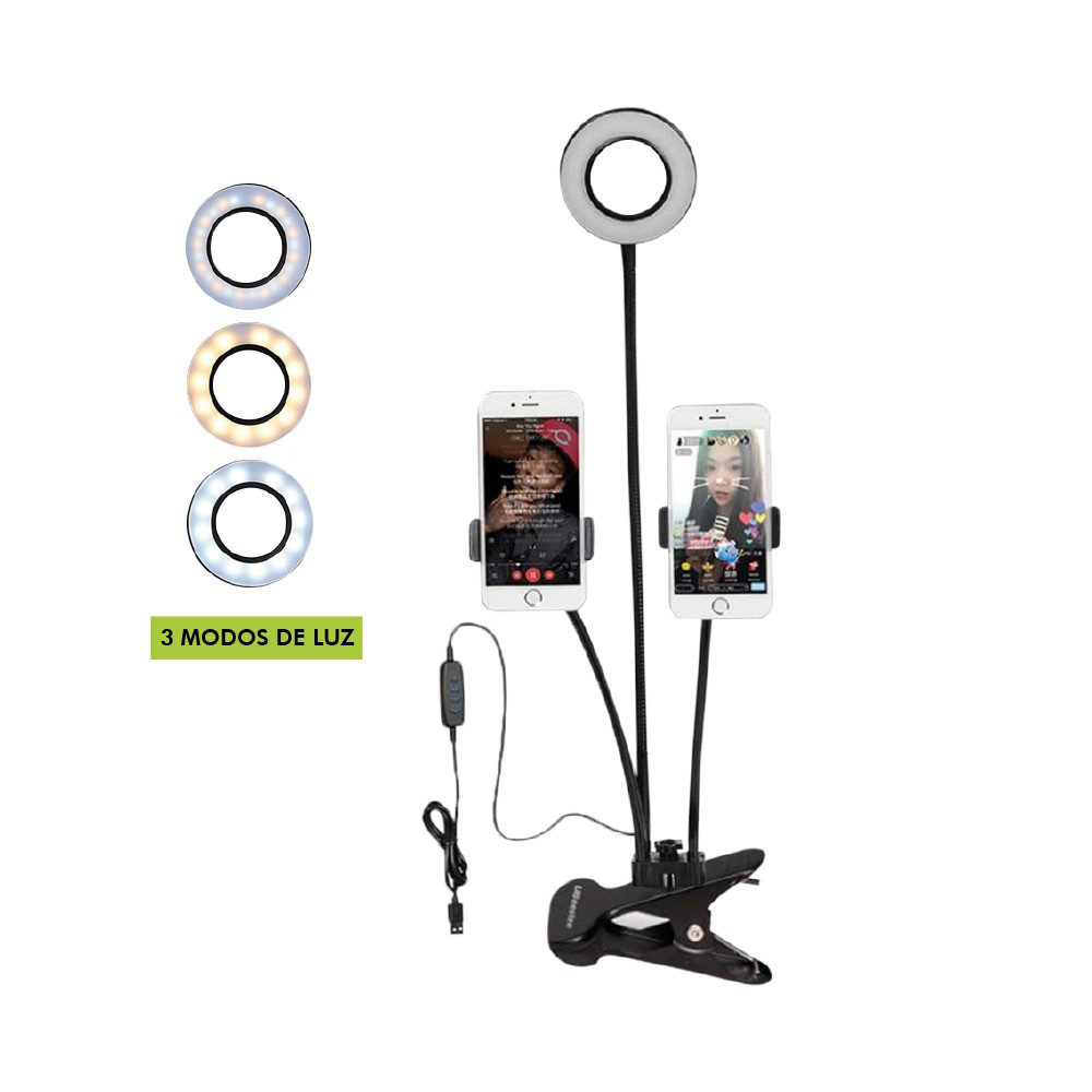 Iluminador Ring Light Suporte Articulado de Mesa Live Stream para Celular Smartphone com controle. - Òtima qualidade, excelente preço