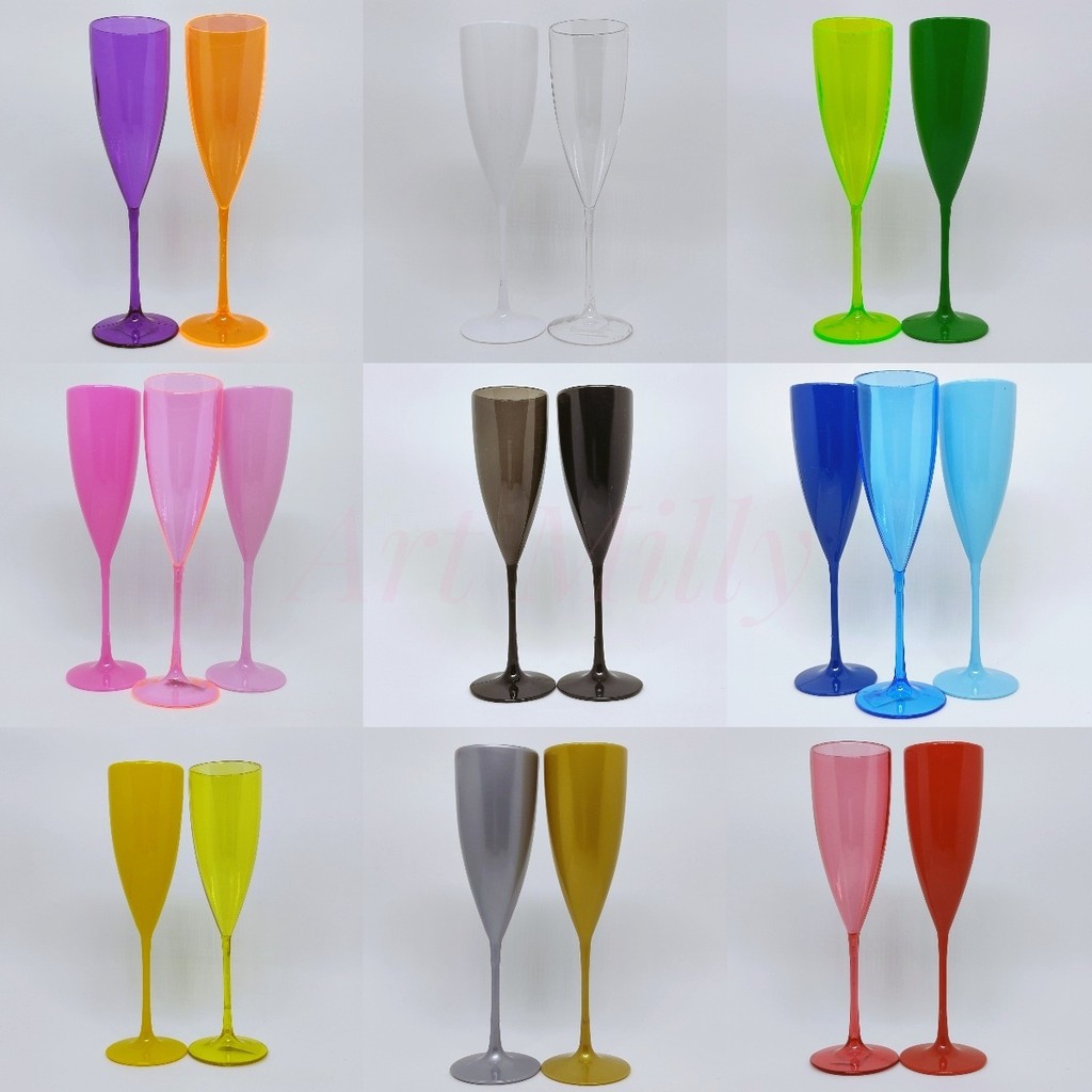 14 Taças champanhe / espumante 170 ml diversas cores ART MILLY festas comemorações lembrancinhas