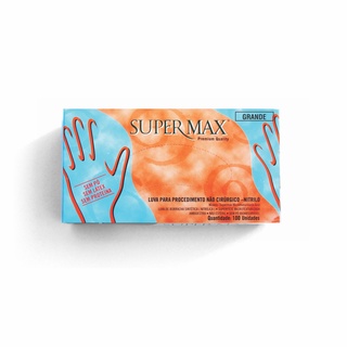 Luva Nitrilica Sem Pó Supermax Azul