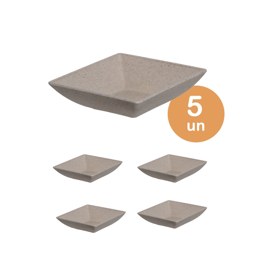 5UN PRATO MINI PETISQUEIRA QUADRADO PETISCOS CINZA