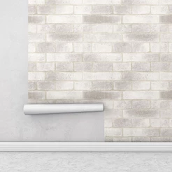 Papel de Parede Tijolo Branco e Bege Para Sala e Quarto