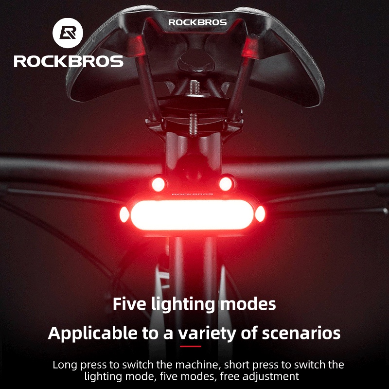 ROCKBROS Luz De Bicicleta IPX6 À Prova D'água 5 Modos Traseira Tipo C 180 ° Acessórios Para Bicicletas De Alcance Visível