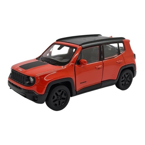 Miniatura Jeep Renegade Laranja Metal Welly Escala 1:38
