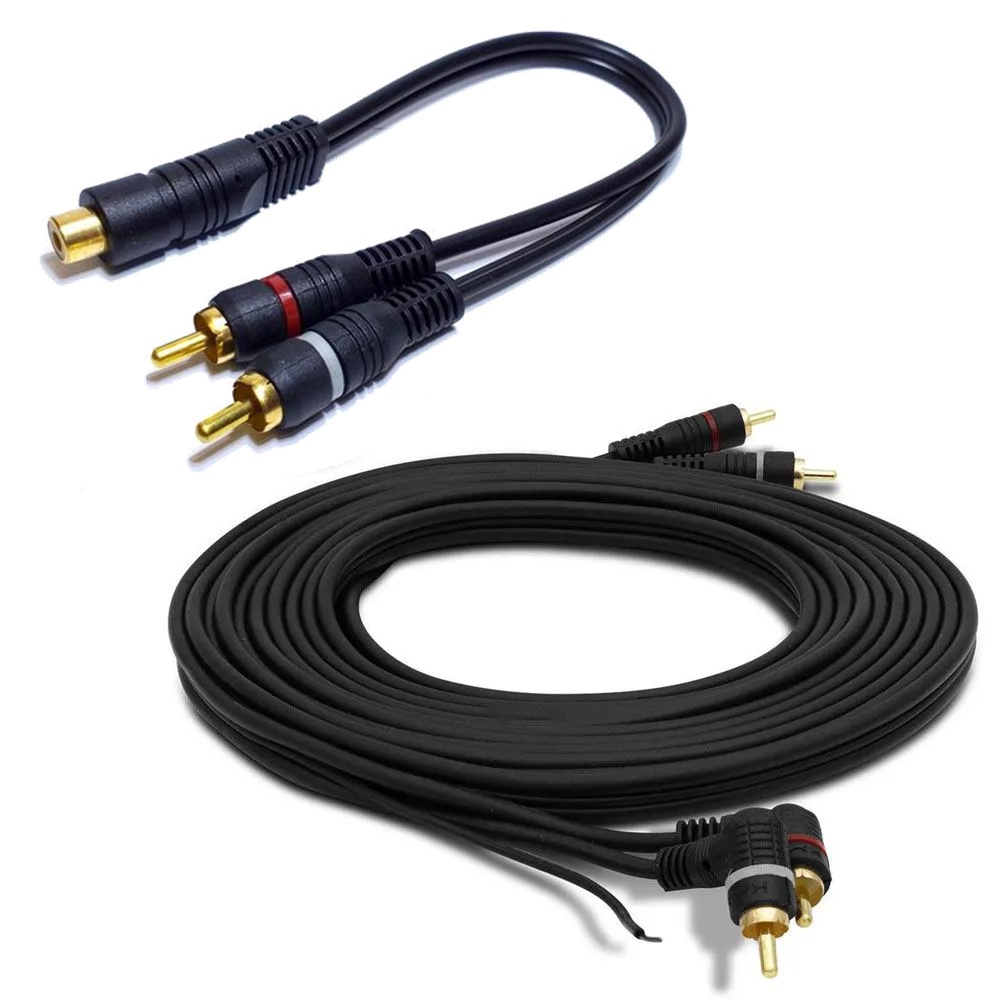 Cabo RCA 5 Metros + Cabo Y Som Automotivo Áudio