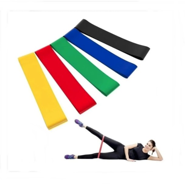 Kit 5 Faixas Elásticas Para Exercícios Multifuncional Treino Crossfit Yoga Fisioterapia