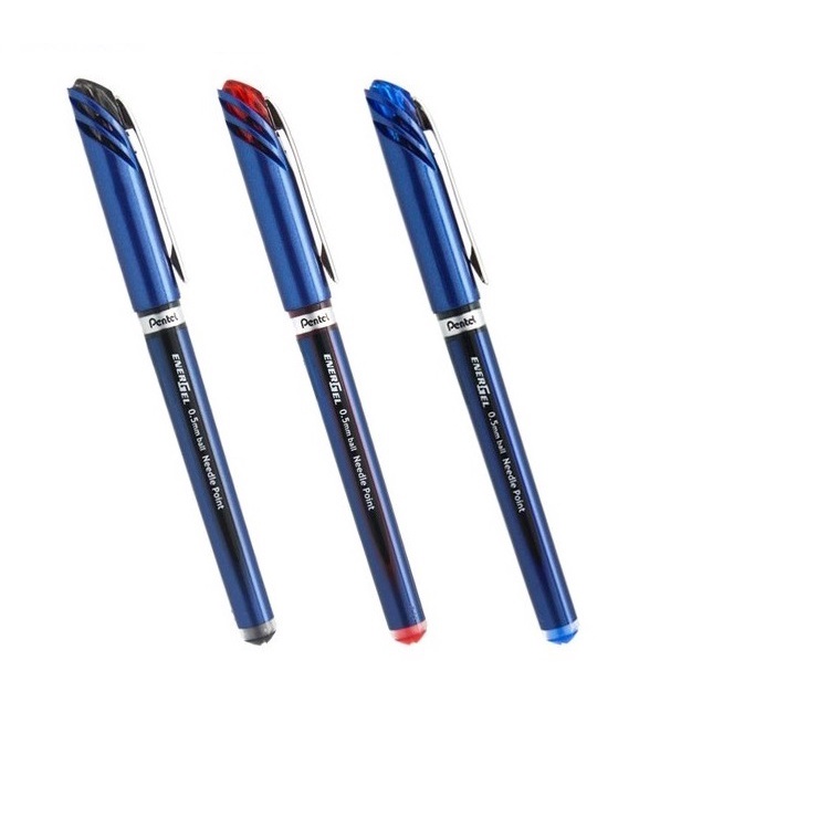 KIT CANETA PENTEL ROLLERBALL BLN25 - PRETA AZUL E VERMELHA em Oferta na Shopee
