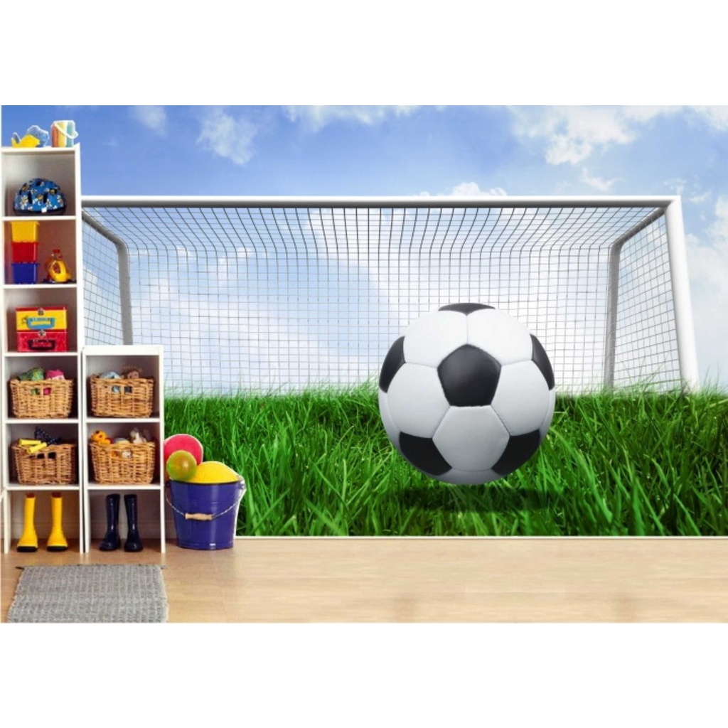 Adesivo Painel Futebol Infantil Time Quarto Papel De Parede Menino Jogo Futebol Bola Campo M06