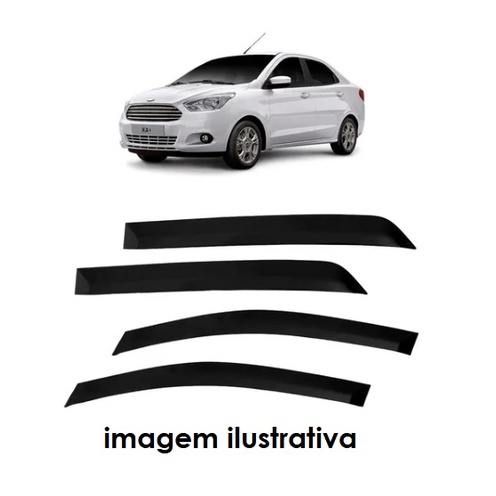 Jogo Calha De Chuva Defletor Ka Novo Hatch e Sedan 2016 2017 2018 4 Portas Acrilico Ecoflex 10.008A
