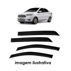 Jogo Calha De Chuva Defletor Ka Novo Hatch e Sedan 2016 2017 2018 4 Portas Acrilico Ecoflex 10.008A