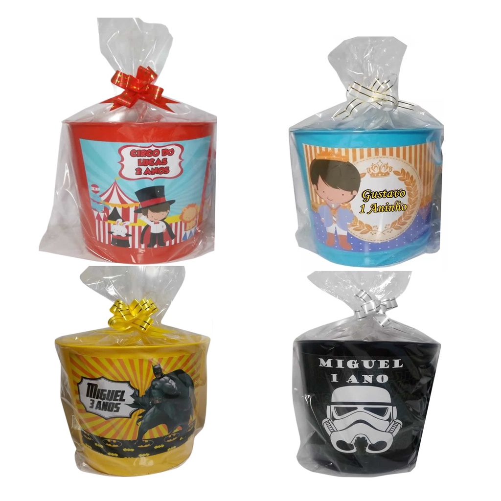 Kit C/ 25 Un Balde De Pipoca Personalizado 1,5 Lt C/ Embalagem  (Fazemos Qualquer Tema)