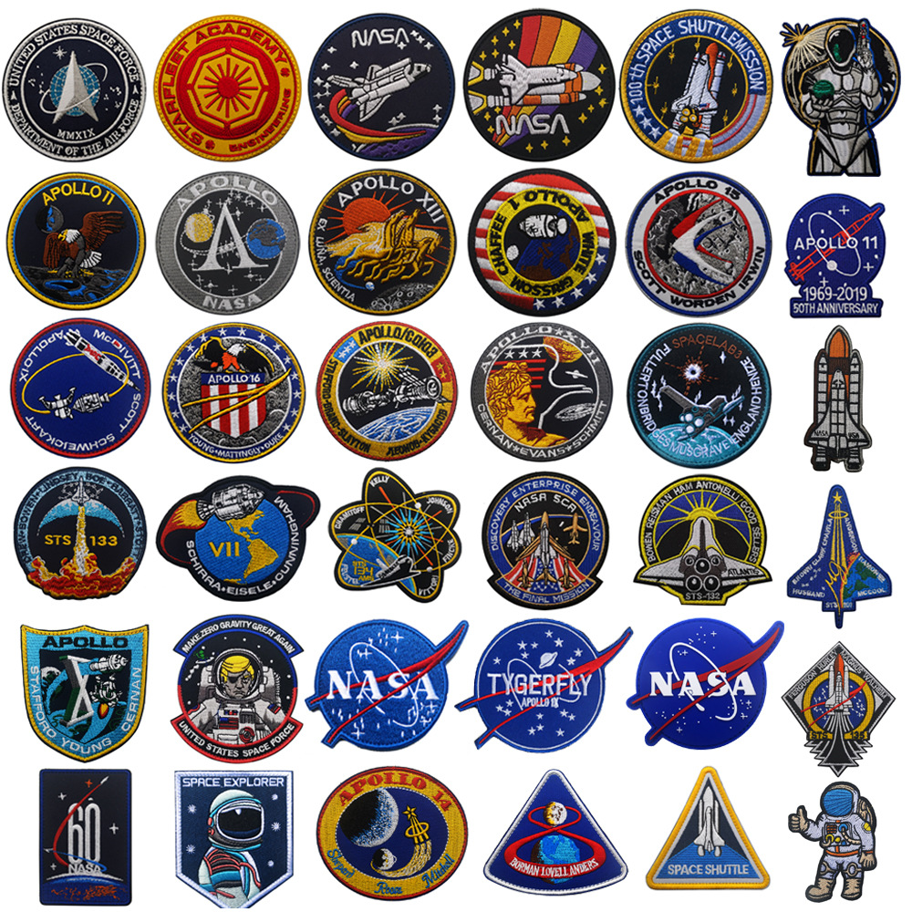 Venda NASA Apollo Space 3D Bordado Braçadeira Velcro Moral Badge Patch Realmente