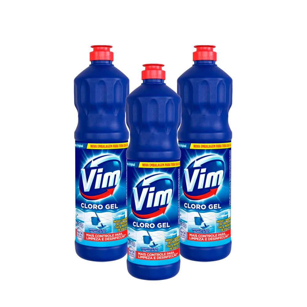 Kit 3 Desinfetantes Vim Multiuso Cloro Gel Original 700ml em Oferta na Shopee