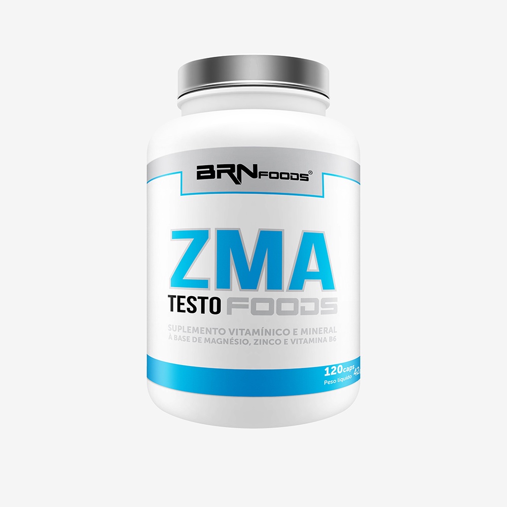 ZMA Testo Foods 120 Capsúlas – BRNFOODS Suplementos para Acelerar a Recuperação e Crescimento Muscular