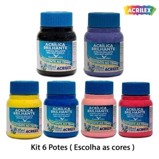 Tinta Acrílica Brilhante 37ml - Escolha 6 Cores - Acrilex em Oferta na Shopee