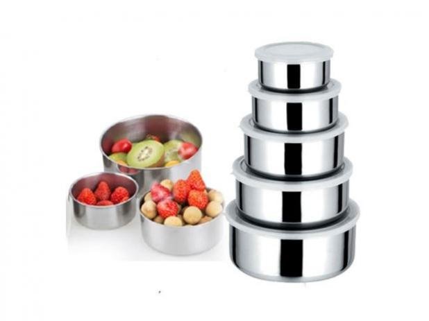 Pote De Inox C/ Tampa Plástica 5 Peças | Shopee Brasil