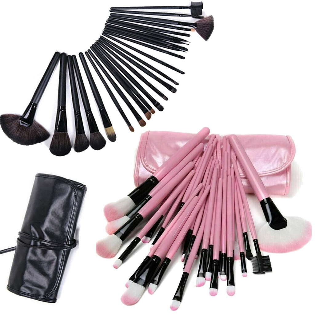 Kit Pincel de Maquiagem Profissional 24 Pincéis de Madeira com Estojo Organizador Lorben
